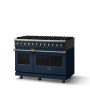 Viking - 48 in. Wide 8 Burner Pro 5 Series 7.3Cu. Ft. Freestanding Sealed LP Dual Fuel Convection Range with Brushed Brass Trim - Slate Blue - Image 2