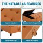 Caramel, Folding Storage Ottoman, Upholstered Leather Ottoman Coffee Table, Large Ottoman with Storage for Living Room - Image 4
