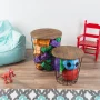 Lavish Home End Tables Set of 2 - Nesting Basket Tables for Blanket Storage, Brown Wood & Black Round - Image 6