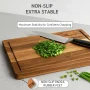 Acacia Wood Cutting Board Set of 3 | Non-Toxic Cutting Boards with Wooden Holder, Non-Slip Silicone Pads, Deep Juice Grooves & Handles | Ideal for Meat, Veggies & Charcuterie – Elegant Kitchen Gift - Image 6