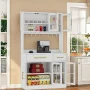 DEXTRUS 71" Kitchen Pantry Storage Cabinet with Power Outlet, Drawer, Cupboard, Microwave Stand, White - Image 2