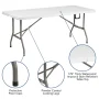 Elon 72 in. L Rectangular Granite White Plastic Top with Carrying Handle Bi-Fold Banquet Folding Table (Seats 8) - Image 2
