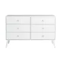 Prepac Milo Mid-Century 6 Drawer Wooden Double Dresser, 16.75" x 52.5" x 33", White - Image 6