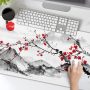 Extended Large Gaming Mouse Pad 35.4 X 15.7 Inch XXL Full Desk Japanese Art Style Cherry Blossom & Sakura Mousepad Non-Slip Rubber Base Big Keyboard Mat with Stitched Edges for Home Office - Image 2