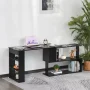 43.25 in. L-Shaped Black Writing Computer Desk with Storage Shelves - Image 3