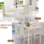 Dining Room Table Set for 4, Compact Kitchen Table and Chairs Set, Including 4 Upholstered Chairs, Marble Tabletop Rectangular Table, White - Image 5