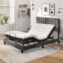 Queen Size Upholstered Bed Frame with Vertical Channel Tufted Headboard-Gray - Image 4