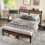 Full Size Twin/Full/Queen Size Bed Frame with Charging Station and Storage Headboard - Image 1