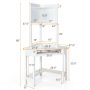 White Corner Computer Desk with Hutch and Storage Shelves - Image 4