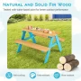 Blue Kids Picnic Table Kids Dining Table Set for 4 Wooden Bench Seats Backyard - Image 6