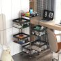 Fruit and Vegetable Basket for Kitchen No Assembly, Rotating Storage Rack,Bathroom Storage Shelf, Kitchen Organizers and Storage Cart on Rolling Wheels(Black, 5 Tier-Square) - Image 4