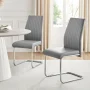 Edzard Chrome & White High Gloss Dining Table Set with 4 Luxury Faux Leather Dining Chairs - Image 3