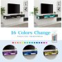 WAMPAT Brown Floating TV Stand 70 inch, Wall Mounted Entertainment Center with Storage for 65/70/75 inch TV, Floating Shelf with LED Light for Living Room, Bedroom - Image 3