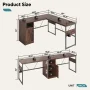 Bestier Reversible 60 inches L Shaped Computer Desk with Storage Cabinet Long Desk for 2 Person Cherry - Image 6