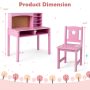 Kids Desk and Chair Set with Hutch and Bulletin Board for 3+ Kids - Pink - Image 4