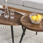 Danya B. Paxton Living Room Nesting Raised Lip Edge 2 Piece Coffee Table Set with Modern Black Metal Taper Legs - Round and Oval - Walnut - Image 5