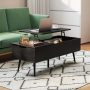 47 Inch Lift Top Coffee Table with 2 Hidden Compartments - Black - Image 6