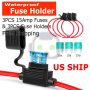 3 Pack 14 Gauge Mini ATC 15A Fuse Holder In-Line AWG Wire Copper 12 Volt Blade - Image 1