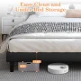 Queen Bed Frame with Upholstered Faux Leather Headboard, UHOMEPRO Platform Bed Frame with Wood Slat Support, No Box Spring Needed, Black - Image 4