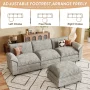Homall 3-seat L-shaped Cloud Couch Sectional Sofa with reversible toffee chair Movable Footrest Sofa, Gray - Image 4