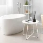 CERBIOR Metal Tray End Table, Round Accent Coffee Side Table, Anti-Rust and Waterproof Outdoor Small Side Table, Indoor Modern Sofa Side Table Bedside Table for Living Room Bedroom Balcony (White) - Image 3