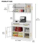 DEXTRUS 71" Kitchen Pantry Storage Cabinet with Power Outlet, Drawer, Cupboard, Microwave Stand, White - Image 6