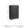 Ashley Furniture Belachime Four Drawer Engineered Wood Chest in Black - Image 3