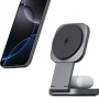 Aukey - 2-in-1 MagSafe Qi2 Wireless Charging Stand - Gray - Image 2
