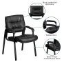 Flash Furniture Haeger Adult LeatherSoft Tufted Executive Reception Chair with Padded Armrests, Black LeatherSoft Upholstery, Black Frame - Image 3