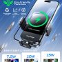 Wireless Car Charger, 15W Fast Charging Auto Clamping Phone Holders for Your Car Phone Mount fit for iPhone 17 16 15 14 13 12 Pro Max 11 XR XS, for Samsung Galaxy S25 Ultra S24 S23, Black - Image 2