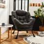Gray Modern Polyester Fabric Lazy Chair with Steel Frame and Side Pocket - Image 1