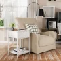 Furologee Nightstand with Storage Shelf & Fabric Drawer, 2 Tiers End Table, Sturdy Bedside Table for Bedroom, Living Room, White - Image 5