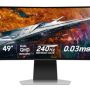 Samsung - 49" Odyssey OLED G9 (G95SC) DQHD 240Hz 0.03ms G-Sync Compatible Curved Smart Gaming Monitor - Silver - Image 1