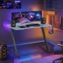 47 inch Z-Shaped Gaming Desk, PC Computer Table Home Office Desk Ergonomic Gamer Workstation with Headphone Hook, Blue - Image 6
