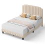 Heavy Duty Upholstered Bed Frame with Rivet Headboard - Image 3