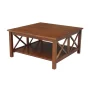 Hampton 36 in. Espresso Square Solid Wood Top Coffee Table with Shelf - Image 6