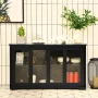 Giantex Stackable Buffet Cabinet, Kitchen Storage Cabinet with Sliding Tempered Glass Doors, Small Sideboard for Kitchen, Dining Room or Living Room, Black - Image 3