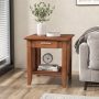 Rattan Nightstand End Table with Drawer and Storage Shelf - Image 1
