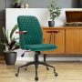 Green Velvet Home Office Chair with Wooden Armrest - Image 2