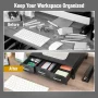 13.5 in. L x 13 in. W x 4 in. H Monitor Stand Desktop Organizer with Storage Drawers Plastic, Black - Image 5