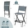 Blue Folding Bar Stools Set of 2 Backrest Humanized Footrest - Image 3