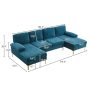 U Shape Modern 4 Seats Sectional Sofa with 2 Chaise Chenille Living Room - Image 6
