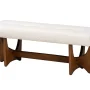 Baxton Studio Theo Japandi Cream Boucle Fabric and Walnut Brown Finished Wood Bench - Image 2