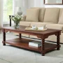Glenmore 54 in. Large Walnut Brown Rectangle Wood Coffee Table with Detailed Legs - Image 4