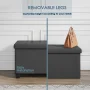 Hearth & Harbor Ottoman Storage Bench, Faux Leather 30" Ottoman with Storage, Gray - Image 4