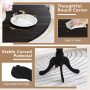 Wooden Dining Table with Round Tabletop and Trestle Legs - Black - Image 6