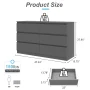 Resenkos Modern Mid Century 6 Drawer Wide Dressers Chests for Bedroom, Chest of Drawer Organizer Grey - Image 4