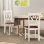 Set of 2/4 Wooden Farmhouse Kitchen Chairs with Rubber Wood Seat - Image 1