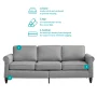 MUZZ Living Room Furniture Sets with 5.9"Upholstered Cushion, 3-Seater Sofa Couch and Loveseat, Sofa Set for Living Room(Light Grey) - Image 6