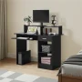 Alden Design Wooden Home Office Computer Desk with Drawers and Keyboard Tray, Black - Image 3